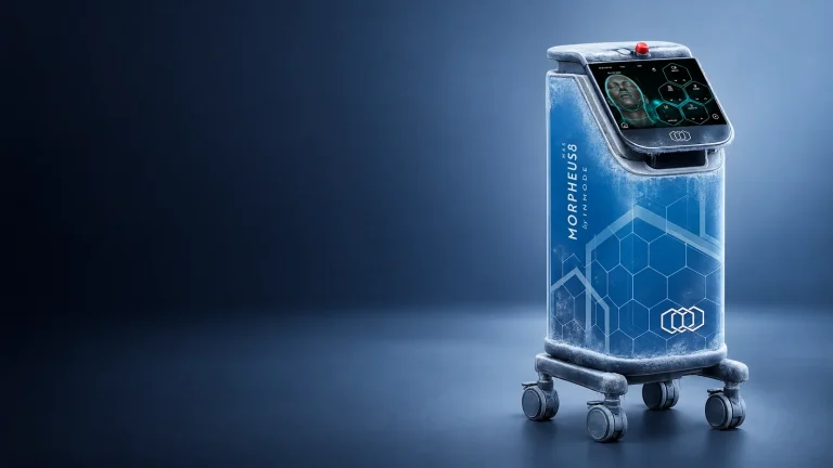 Morpheus8MAX device illustration with an icy blue design